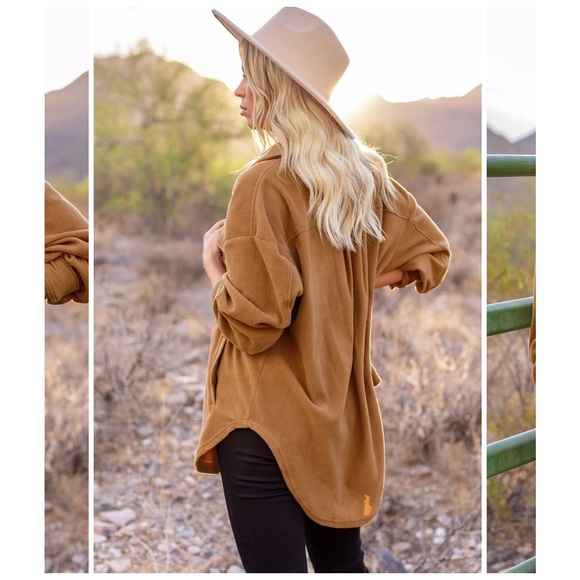 Ruby Camel Button-Down Shacket - Picture 3 of 5